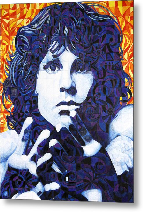 Jim Morrison Metal Print featuring the drawing Jim Morrison Chuck Close Style by Joshua Morton