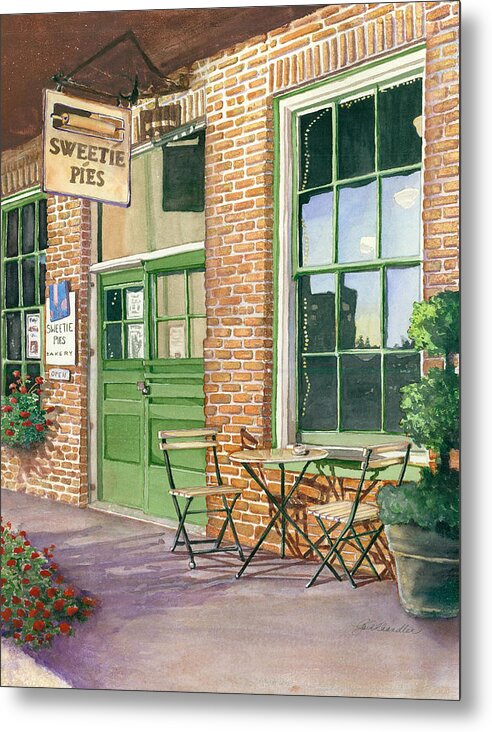 Cityscape Metal Print featuring the painting Sweetie Pies Bakery by Gail Chandler