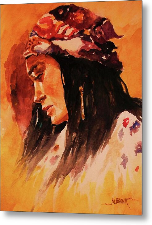 Portrait Metal Print featuring the painting Gypsy Woman by Al Brown