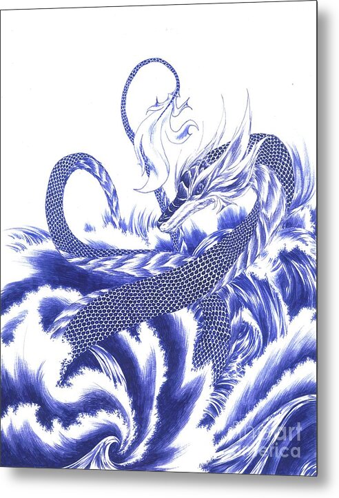 Dragon Metal Print featuring the drawing Wisdom by Alice Chen