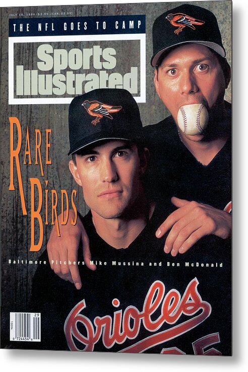 Magazine Cover Metal Print featuring the photograph Baltimore Orioles Mike Mussina And Ben Mcdonald Sports Illustrated Cover by Sports Illustrated