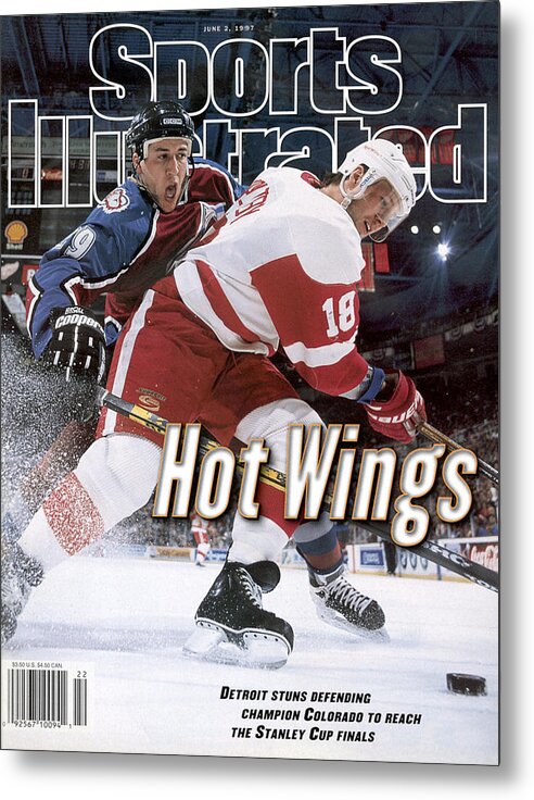 Playoffs Metal Print featuring the photograph Detroit Red Wings Kirk Maltby, 1997 Nhl Western Conference Sports Illustrated Cover by Sports Illustrated