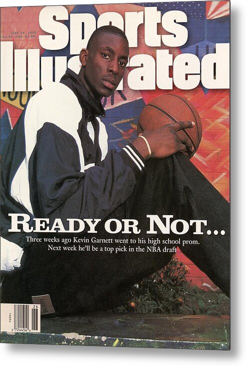 Magazine Cover Metal Print featuring the photograph Farragut Career Academy Kevin Garnett, 1995 Nba Draft Sports Illustrated Cover by Sports Illustrated