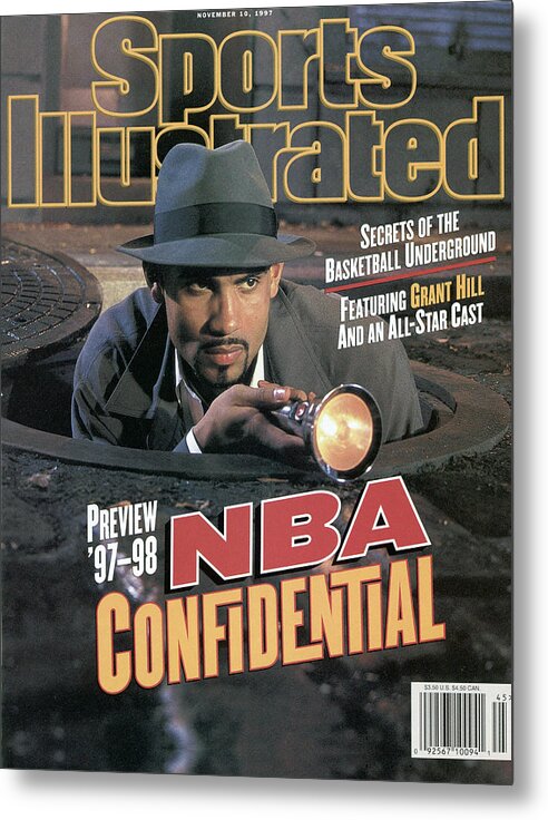 Magazine Cover Metal Print featuring the photograph Nba Confidential, 1997-98 Nba Basketball Preview Issue Sports Illustrated Cover by Sports Illustrated