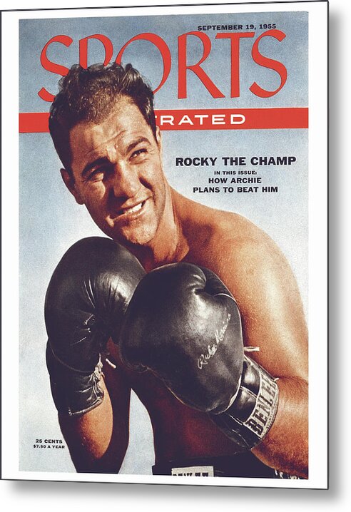 Magazine Cover Metal Print featuring the photograph Rocky Marciano, Heavyweight Boxing Sports Illustrated Cover by Sports Illustrated