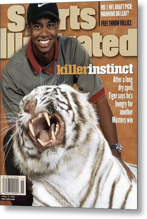Magazine Cover Metal Print featuring the photograph Tiger Woods, 1998 Masters Preview Sports Illustrated Cover by Sports Illustrated