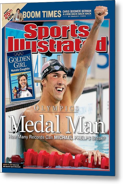 Magazine Cover Metal Print featuring the photograph Usa Michael Phelps, 2004 Summer Olympics Sports Illustrated Cover by Sports Illustrated