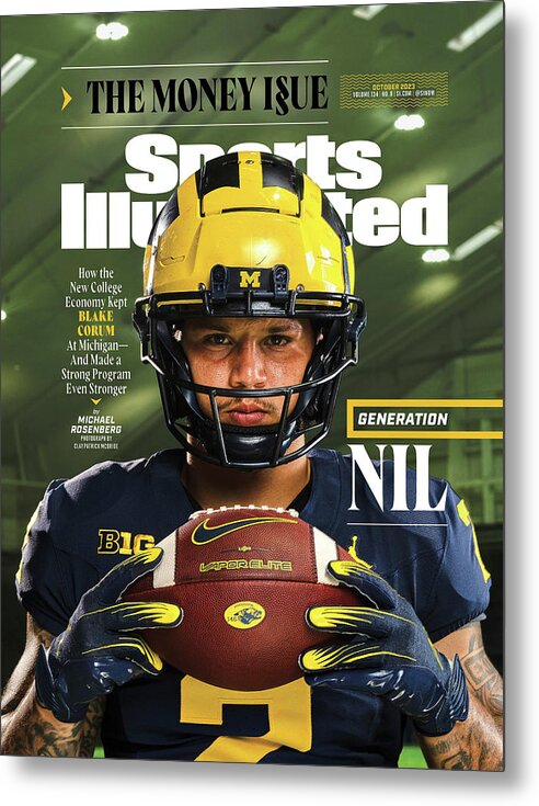 Generation Nil Metal Print featuring the photograph Generation NIL - Michigan Running Back Blake Corum, October 2023 Sports Illustrated Cover by Sports Illustrated