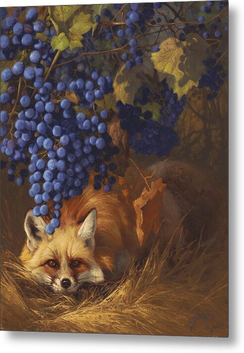 Fox Metal Print featuring the painting Secrets of the Vineyard by Greg Beecham