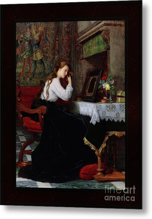 The Mirror Metal Print featuring the painting The Mirror by Pierre-Charles Comte Remastered Xzendor7 Fine Art Classical Reproductions by Rolando Burbon