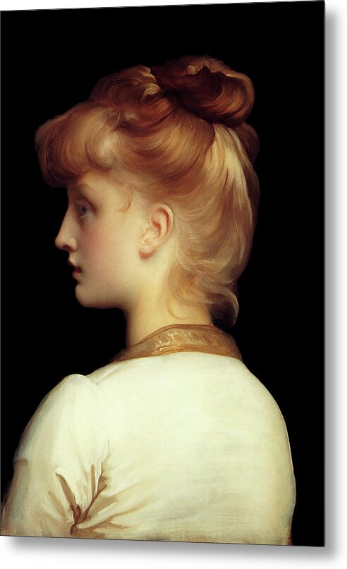 A Girl Metal Print featuring the painting A Girl by Lord Frederic Leighton	 by Rolando Burbon