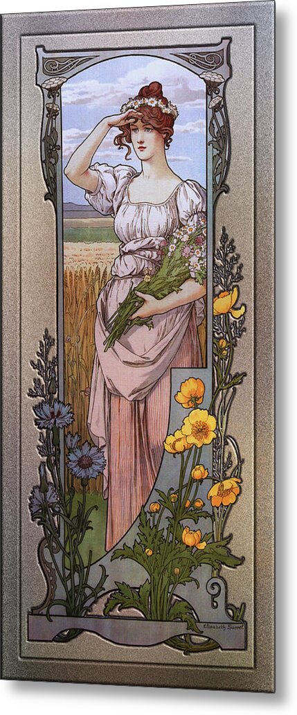 Wildflowers Metal Print featuring the painting Wildflowers by Elisabeth Sonrel by Rolando Burbon