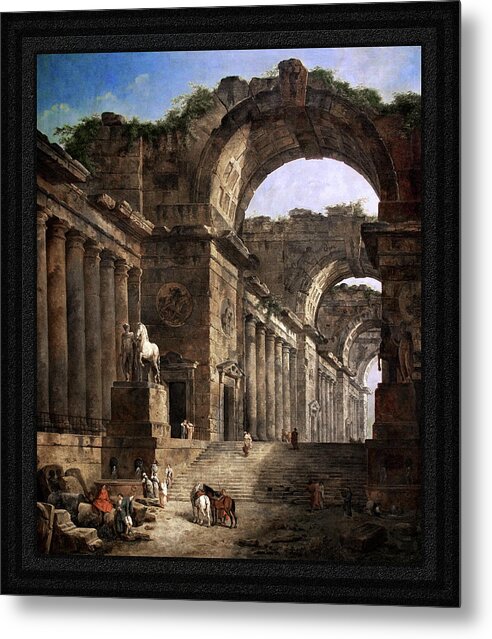 The Fountain Metal Print featuring the painting The Fountains by Hubert Robert by Rolando Burbon