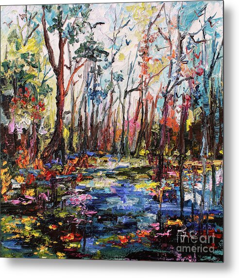 Landscape Metal Print featuring the painting Cypress Gardens South Carolina by Ginette Callaway