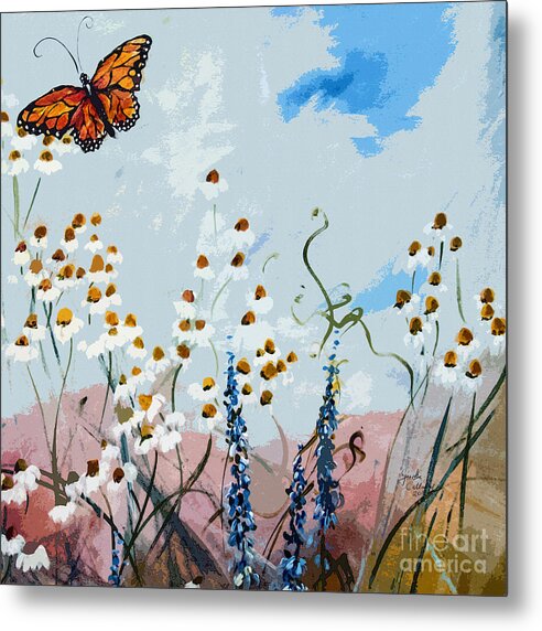 Monarch Metal Print featuring the painting Monarch Butterfly Modern Art by Ginette Callaway