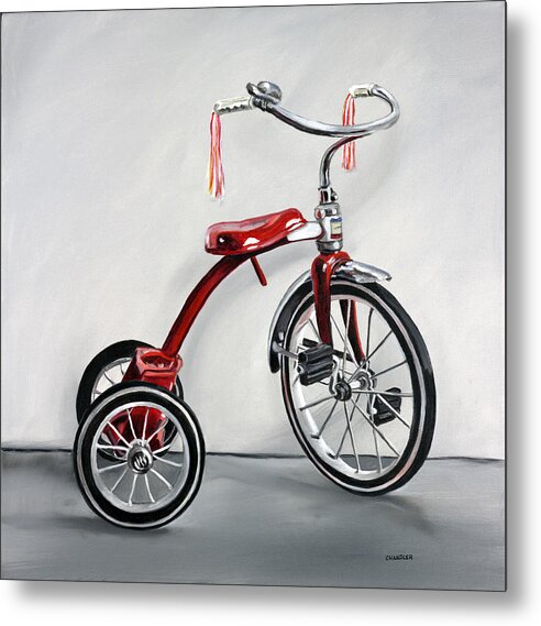 Red Tricycle Metal Print featuring the painting Red Tricycle 1 by Gail Chandler
