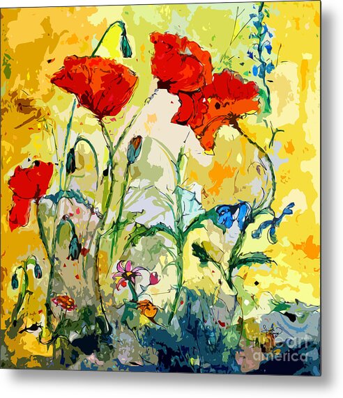 Poppies Metal Print featuring the painting Poppies Provencale by Ginette Callaway