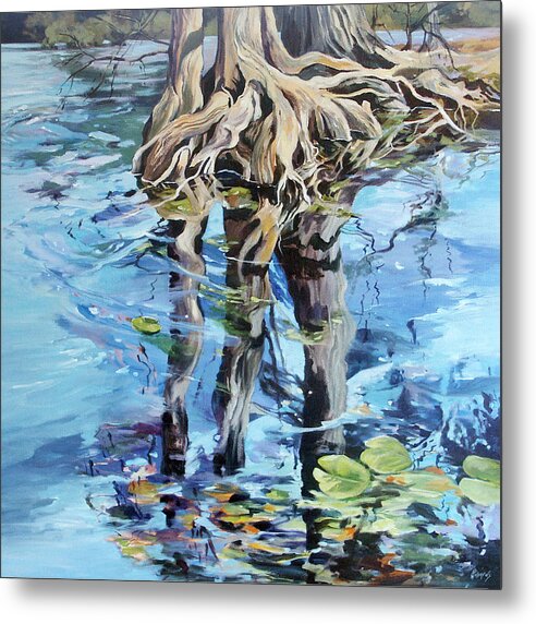 Cypress Roots Metal Print featuring the painting Reflections by Rae Andrews