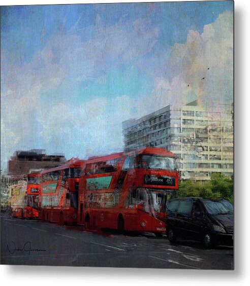 London Metal Print featuring the digital art Buses on Westminster Bridge by Nicky Jameson