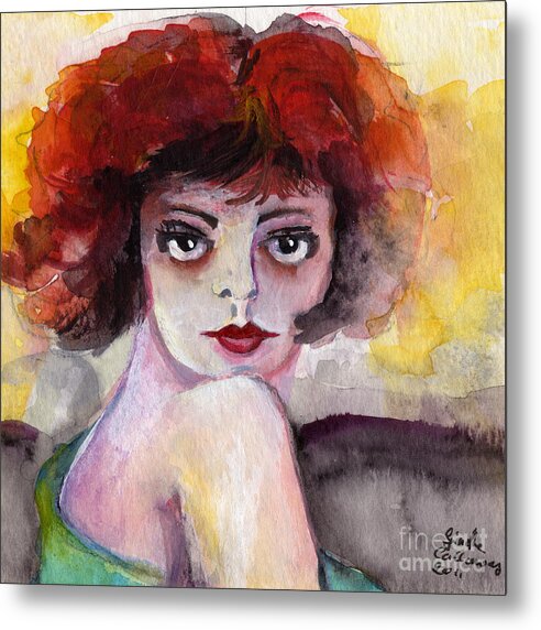 Clara Bow Metal Print featuring the painting Clara Bow Vintage Movie Stars The It Girl Flappers by Ginette Callaway