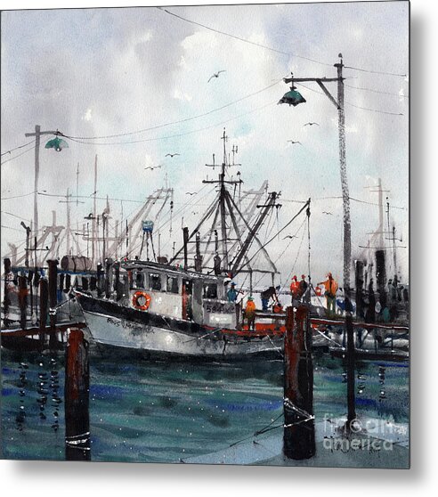 Rockport Metal Print featuring the painting Unloading the Catch by Tim Oliver