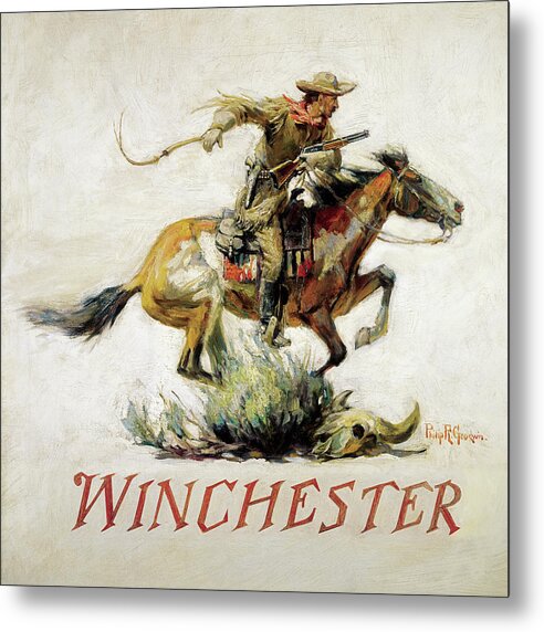 Outdoor Metal Print featuring the painting Winchester Horse And Rider by Philip R Goodwin