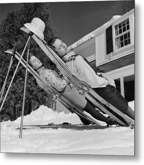 People Metal Print featuring the photograph New England Skiing by Slim Aarons
