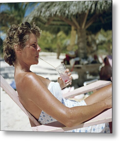 People Metal Print featuring the photograph Beach Refreshment by Slim Aarons