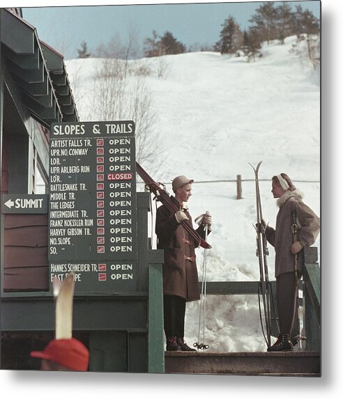 Ski Pole Metal Print featuring the photograph Skiing At Cranmore Mountain by Slim Aarons