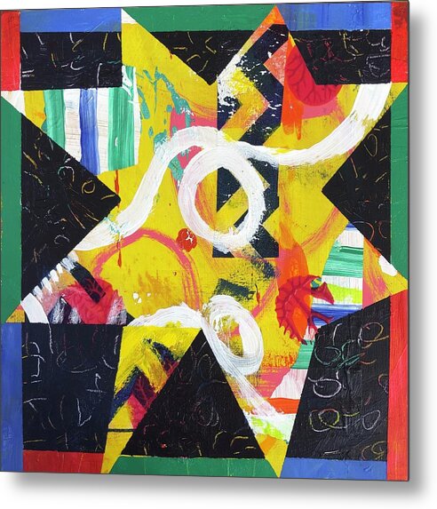 Star Metal Print featuring the painting Dancing Yellow Star by Cyndie Katz