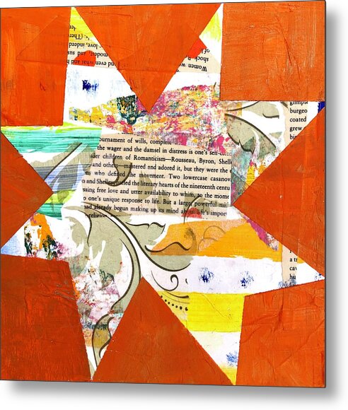 Orange Metal Print featuring the painting Lowercase Damsel In Distress by Cyndie Katz