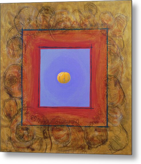 Floating Metal Print featuring the painting Orange Clementine Icon by Tim Murphy
