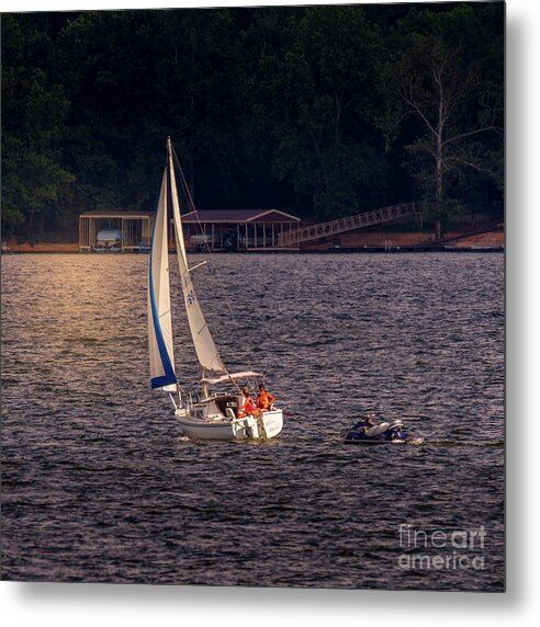 Salil Boat. Moonlight Metal Print featuring the photograph Sailboating in the Moonlight by David Wagenblatt