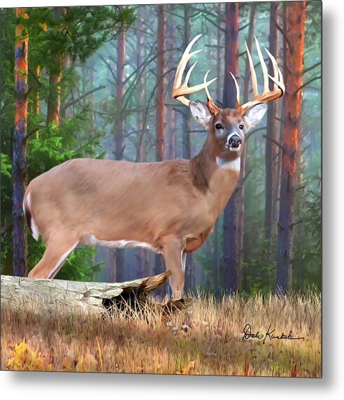 Whitetail Deer Metal Print featuring the painting Whitetail Deer Art Squares - Twelve Point Whitetail Deer Buck by Dale Kunkel Art