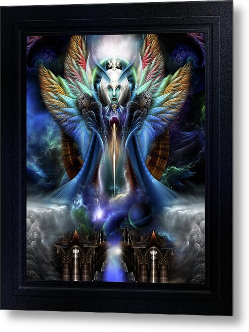 Fractal Metal Print featuring the digital art The Eternal Majesty Of Thera Fractal Art Fantasy Portrait Composition by Xzendor7 by Xzendor7