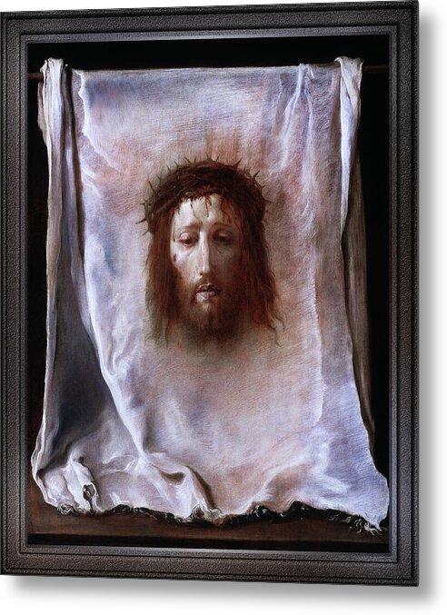 Veil Veronica Metal Print featuring the painting The Veil of Veronica by Domenico Fetti by Rolando Burbon