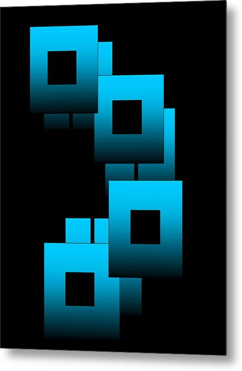 Abstract Metal Print featuring the digital art Aqua Squares by Gayle Price Thomas