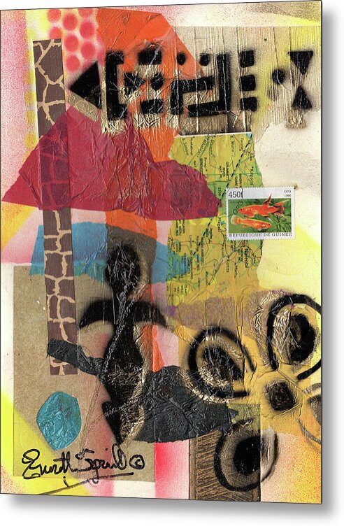 Everett Spruill Metal Print featuring the painting Afro Collage - -L by Everett Spruill