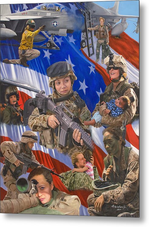 War Metal Print featuring the painting Fair Faces of Courage by Karen Wilson