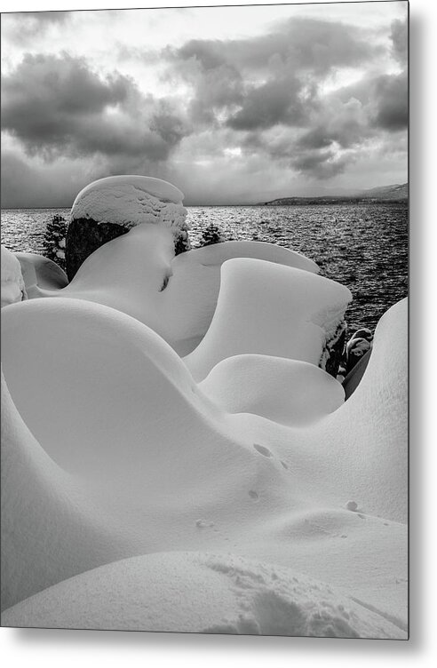 Lake Metal Print featuring the photograph Snow shapes by Martin Gollery