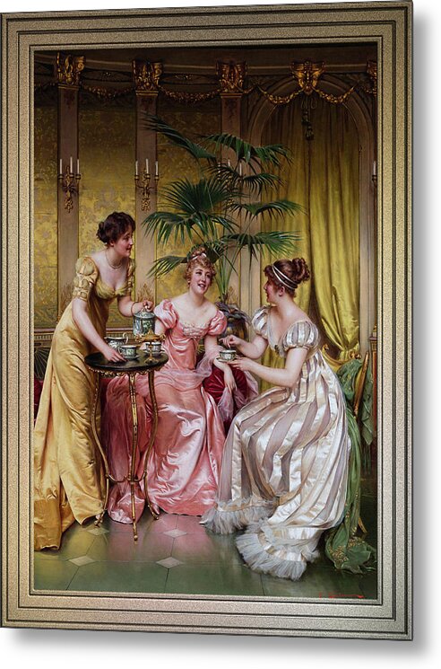 Afternoon Tea Metal Print featuring the painting Afternoon Tea by Frederic Soulacroix by Rolando Burbon
