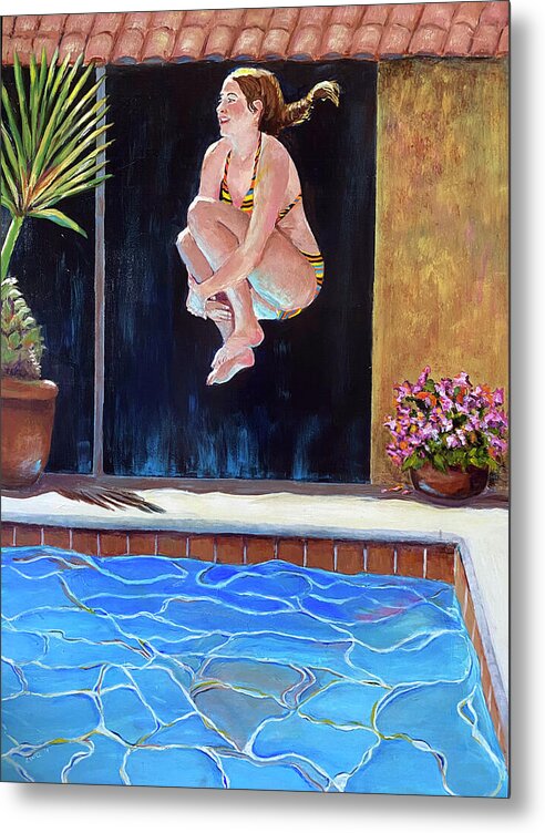 Swim Metal Print featuring the painting Jump by Linda Queally