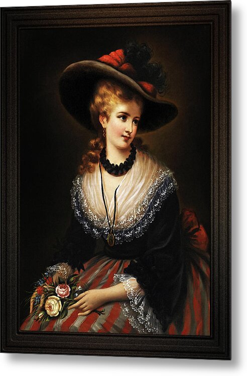 Portrait Of A Noble Woman Metal Print featuring the painting Portrait Of A Noble Woman by Alois Eckhardt by Rolando Burbon
