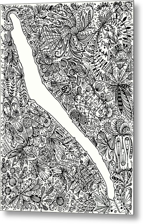 Drawing Metal Print featuring the drawing Skaneateles Lake by Larissa Osterbaan