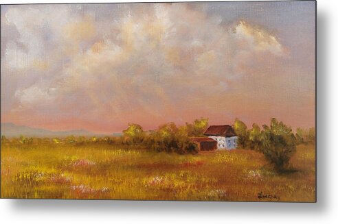 Luczay Metal Print featuring the painting August afternoon PA by Katalin Luczay