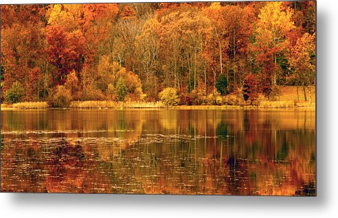 Water Metal Print featuring the photograph Autumn in Mirror Lake by Paul W Faust - Impressions of Light