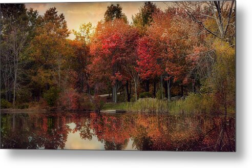 Autumn Metal Print featuring the photograph Autumn On The River by Robin-Lee Vieira