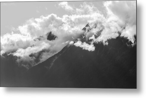 Black And White Metal Print featuring the photograph Mountain Range Bute Inlet by Roxy Hurtubise