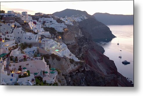 Dawn Metal Print featuring the photograph Clifftop View At Dawn, Oia, Santorini by David C Tomlinson