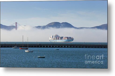 San Francisco Metal Print featuring the photograph Container Ship Enters San Francisco Bay by B Christopher